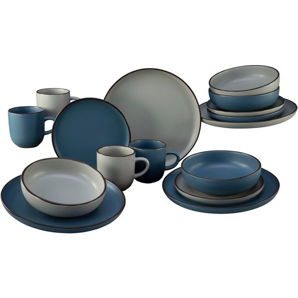 CreaTable Kombiservice Geschirr-Set Modern Scandic (16-tlg), 4 Personen, Steinzeug, Service, skandinavischer Life Style, 16 Teile, für 4 Personen