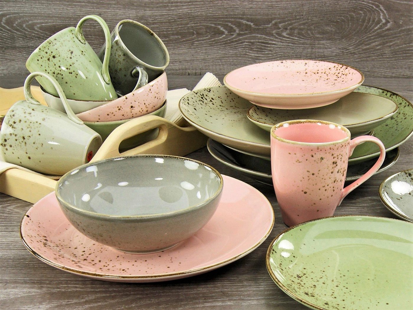 creaTable Kombiservice Geschirr-Set NATURE COLLECTION Vintage Garden (16-tlg), 4 Personen, Steinzeug, Service, 16 Teile, für 4 Personen – Bild 3 von 5