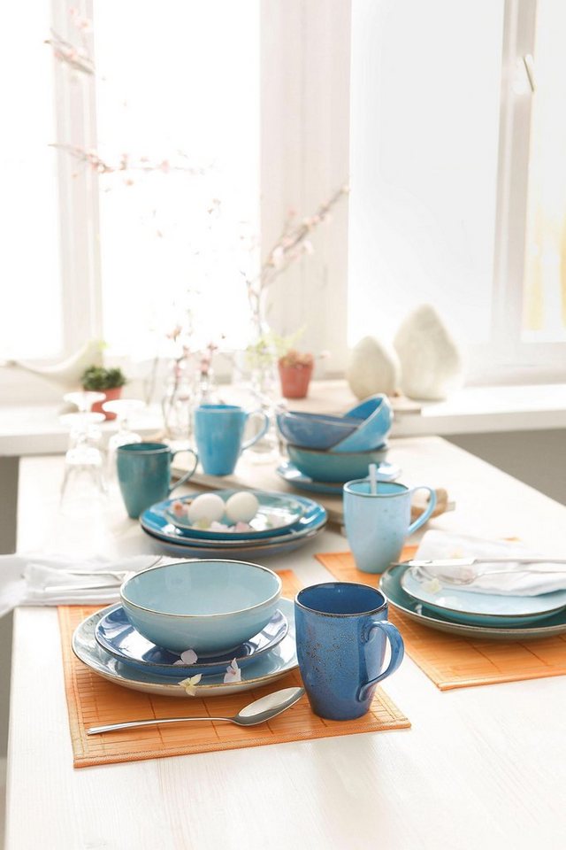 creaTable Kombiservice Geschirr-Set NATURE COLLECTION Aqua (16-tlg), 4 Personen, Steinzeug, Service, Trendaktuelle Blau-Töne, 16 Teile, für 4 Personen – Bild 2 von 5