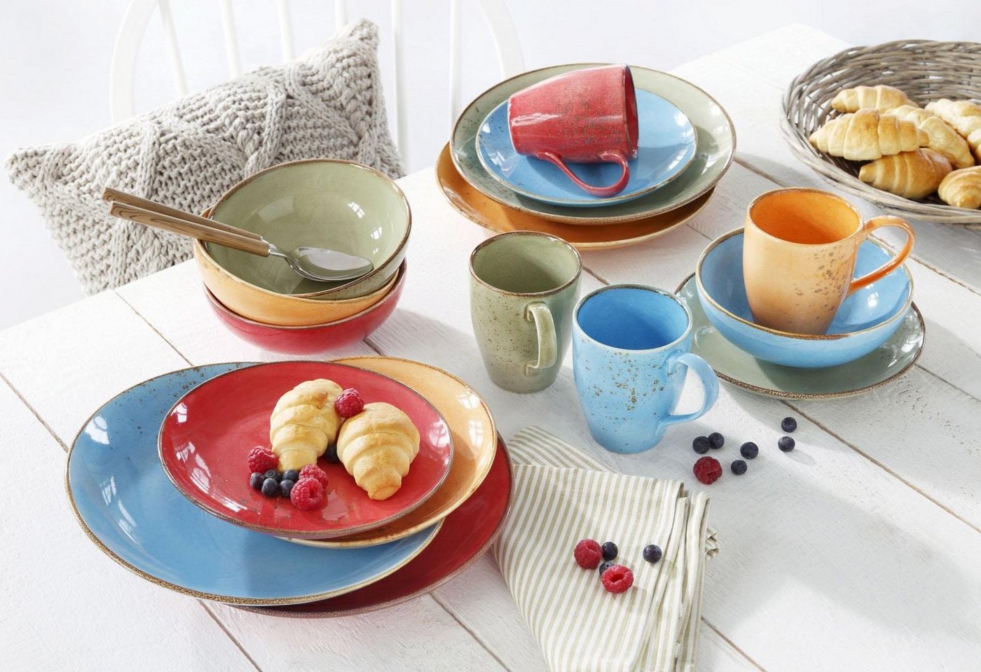creaTable Kombiservice Geschirr-Set NATURE COLLECTION Summer (16-tlg), 4 Personen, Steinzeug, Service, Naturfarben mit Sprenkeln, 16 Teile, für 4 Personen – Bild 2 von 5