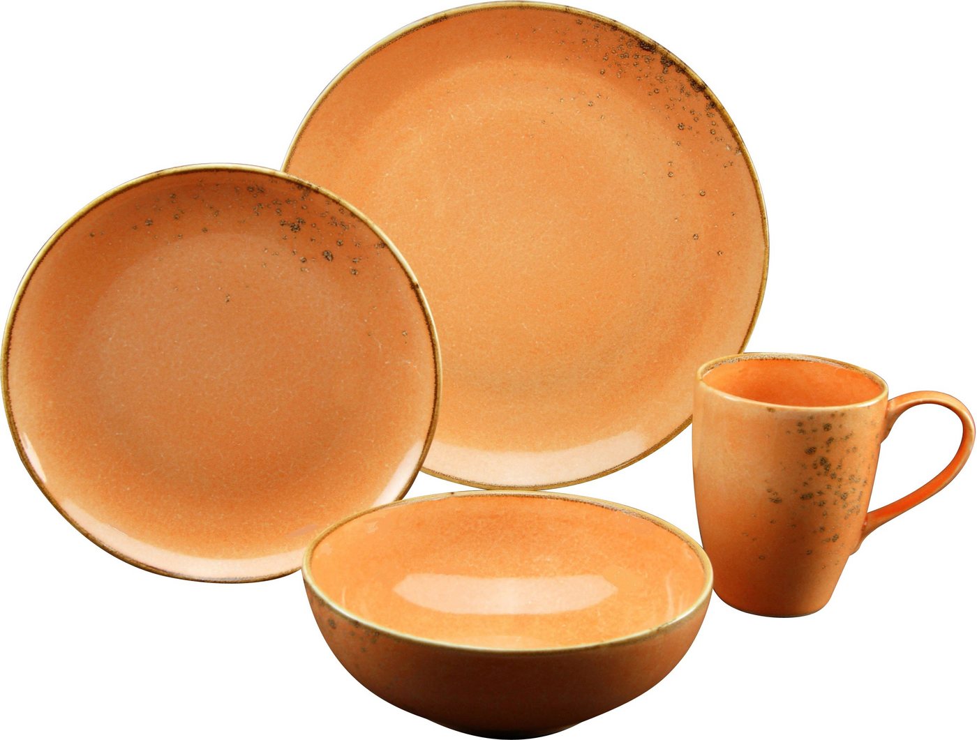 creaTable Kombiservice Geschirr-Set NATURE COLLECTION Summer (16-tlg), 4 Personen, Steinzeug, Service, Naturfarben mit Sprenkeln, 16 Teile, für 4 Personen – Bild 4 von 5
