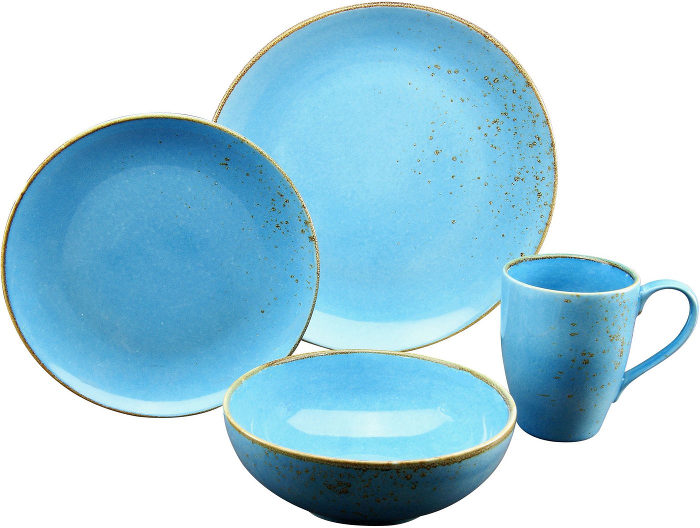 creaTable Kombiservice Geschirr-Set NATURE COLLECTION Summer (16-tlg), 4 Personen, Steinzeug, Service, Naturfarben mit Sprenkeln, 16 Teile, für 4 Personen – Bild 5 von 5
