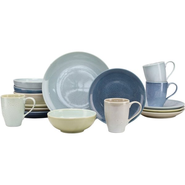 CreaTable Kombiservice Geschirr-Set Reactive (16-tlg), 4 Personen, Steinzeug, Service, Jedes Stück ist ein Unikat, 16 Teile, für 4 Personen