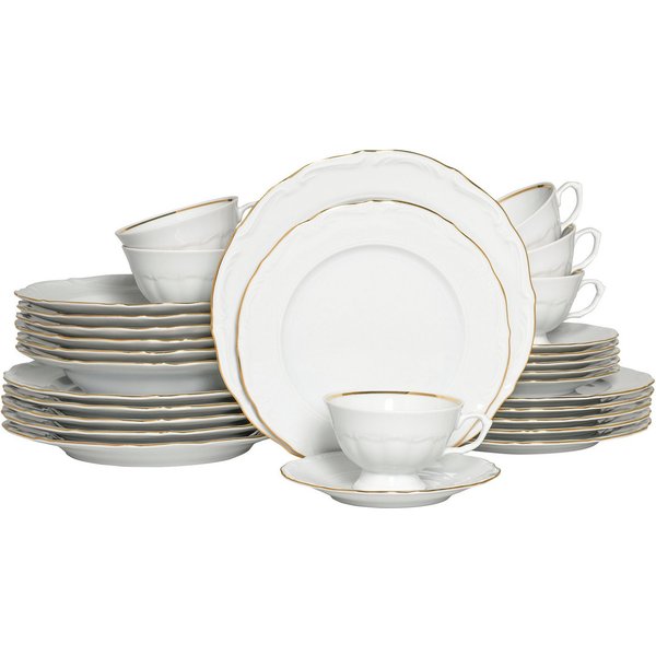 CreaTable Kombiservice Maria Theresia, Kombi-Service 30-tlg (30-tlg), 6 Personen, Porzellan, Traditionelle Porzellanform