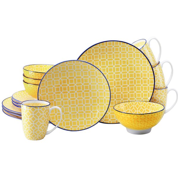 CreaTable Kombiservice Mediterran, Service 16-tlg. (16-tlg), 4 Personen, Steinzeug, Mediterraner Flair, Traditionell keramische Motive
