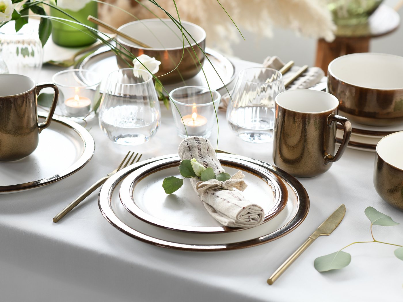 creaTable Kombiservice Modern Industrial (16-tlg), 4 Personen, Steinzeug, Service, Spezialglasur, glänzende Sprenkel, 16 Teile, für 4 Personen – Bild 3 von 5