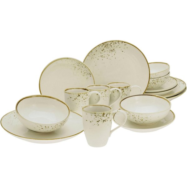 CreaTable Kombiservice Nature Collection (16-tlg), 4 Personen, Steinzeug, Reaktivglasur, jedes Stück ein Unikat