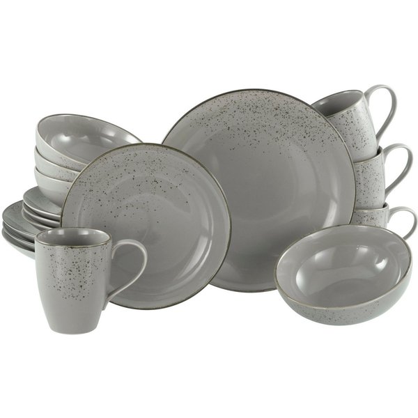 CreaTable Kombiservice Nature Collection, Kombi-Service 16-tlg (16-tlg), 4 Personen, Steinzeug, Handwerklicher Look, Vintage
