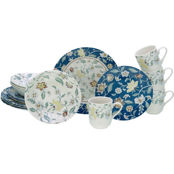 CreaTable Kombiservice Odessa, Kombi-Service 16-tlg (16-tlg), 4 Personen, Steingut, Blumendekor