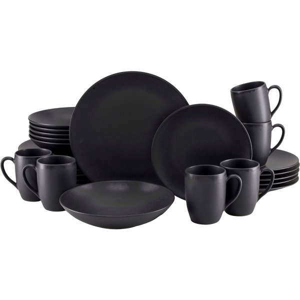 CreaTable Kombiservice Soft Touch, Geschirr-Set, 24-tlg. (24-tlg), 6 Personen, Steinzeug, Matte Spezialglasur, Schwarz-Grau-Farbton