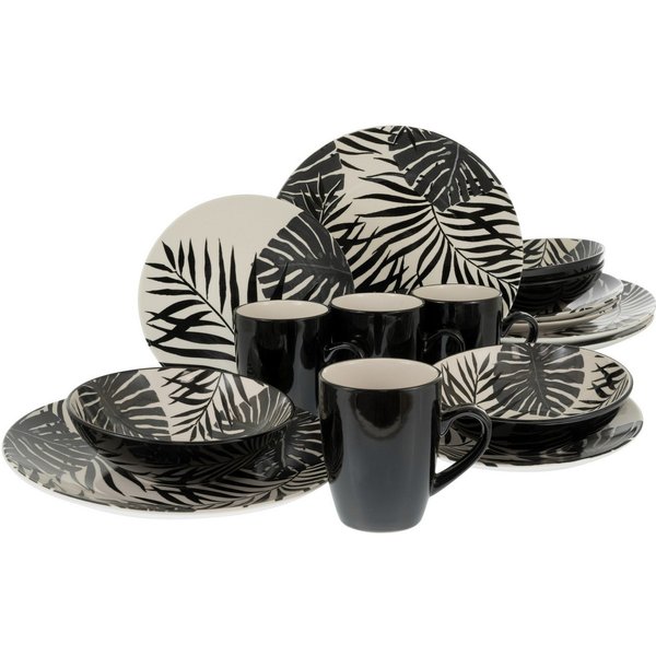 CreaTable Kombiservice Tropicana Black (16-tlg), 4 Personen, Steinzeug