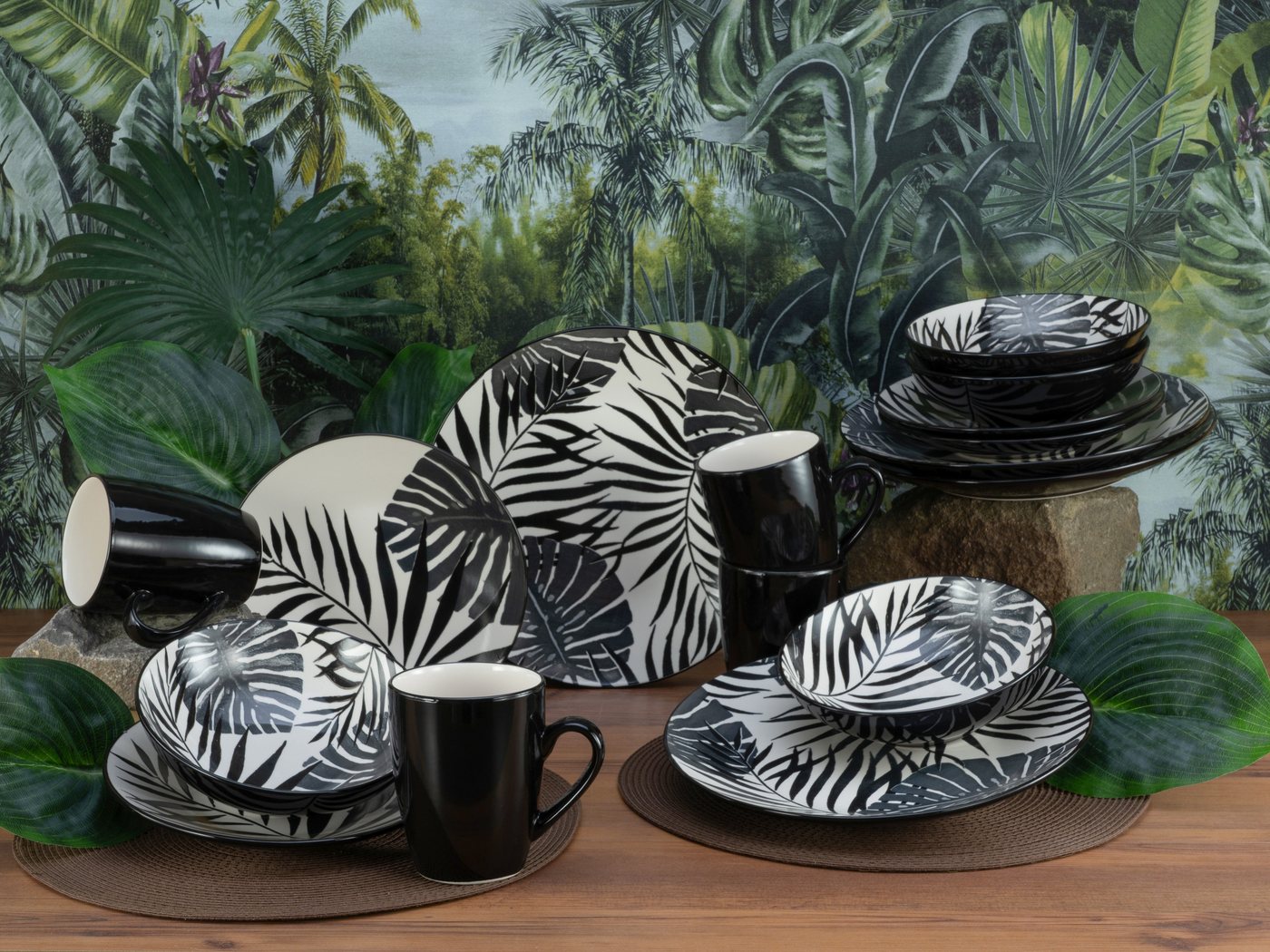 creaTable Kombiservice Tropicana Black (16-tlg), 4 Personen, Steinzeug – Bild 3 von 5