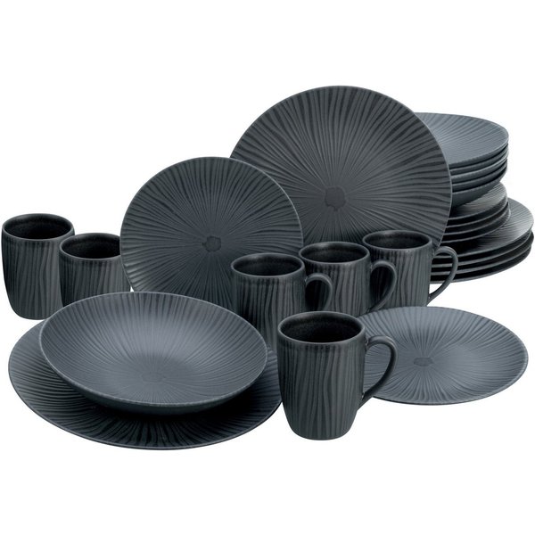 CreaTable Kombiservice Vesuvio, Service 24-tlg. (24-tlg), 6 Personen, Steinzeug, Eleganz, Vulkanoptik