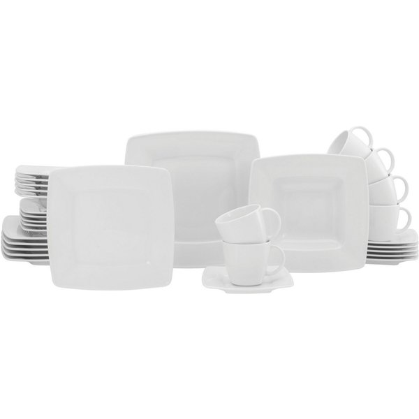 CreaTable Kombiservice Victoria Weiss (30-tlg), 6 Personen, Porzellan, klassisch weiß für den täglichen Gebrauch
