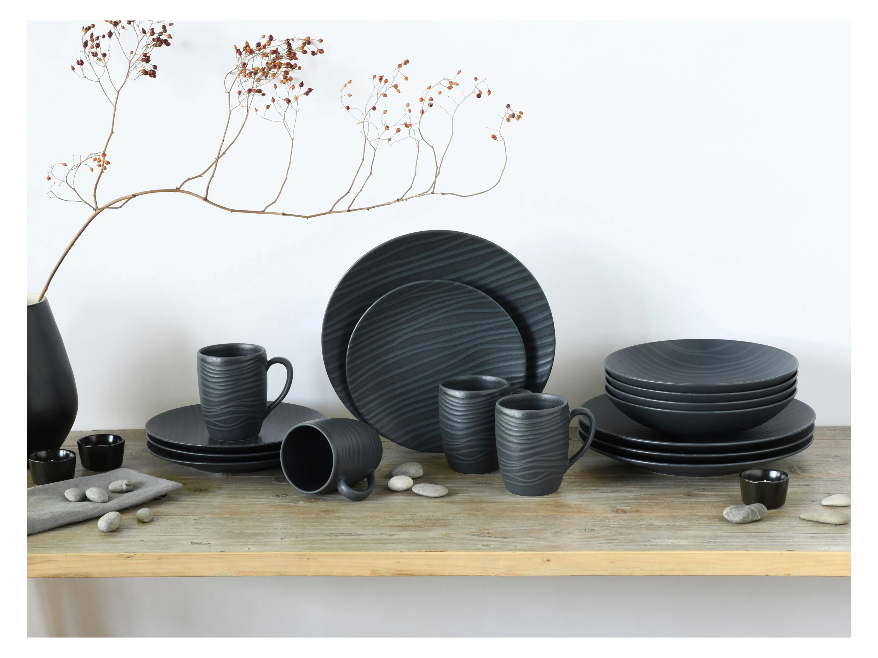 CREATABLE Kombiservice »Waves Black«, 16-teilig – Bild 2 von 4