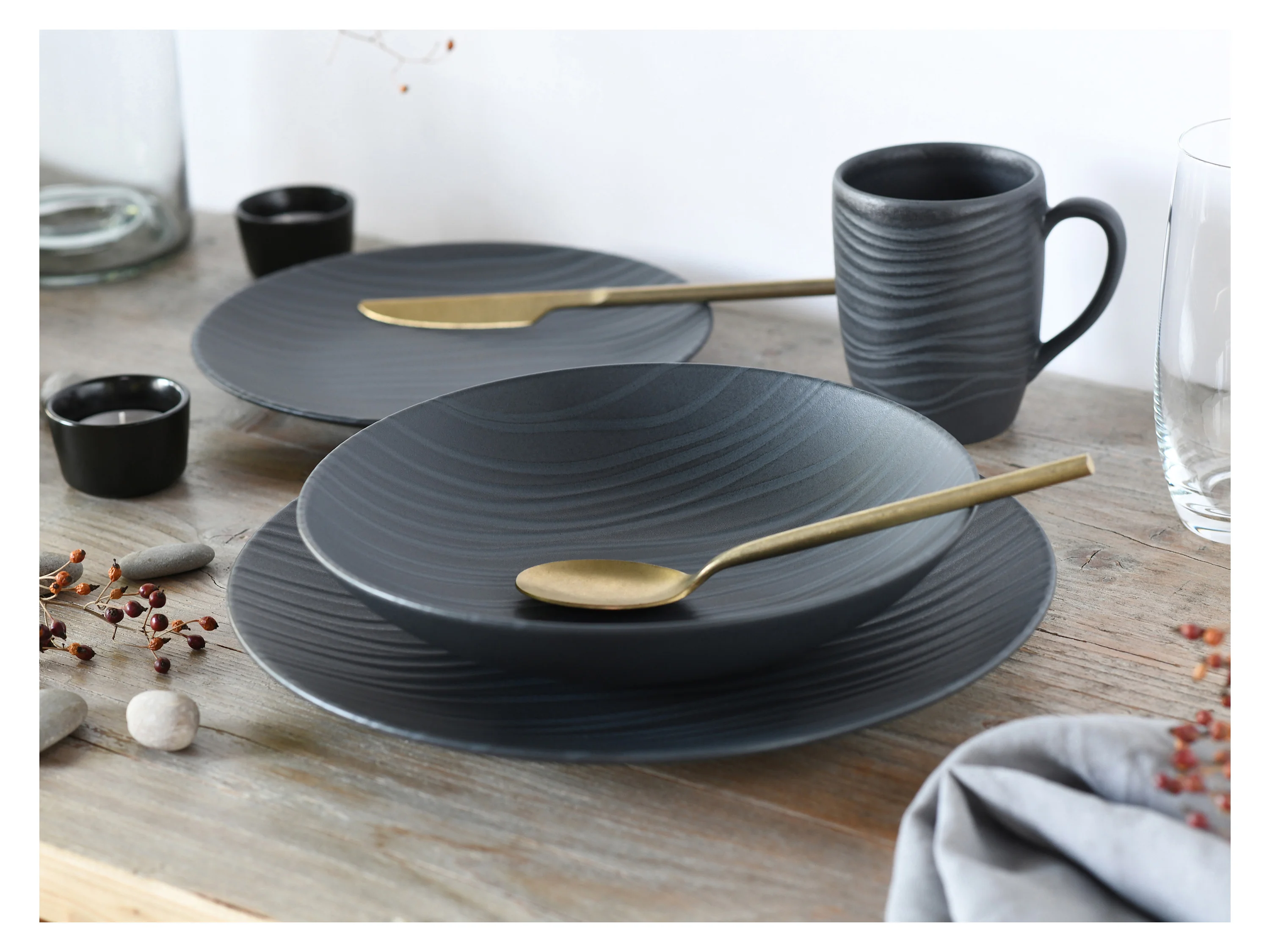CREATABLE Kombiservice »Waves Black«, 16-teilig – Bild 4 von 4