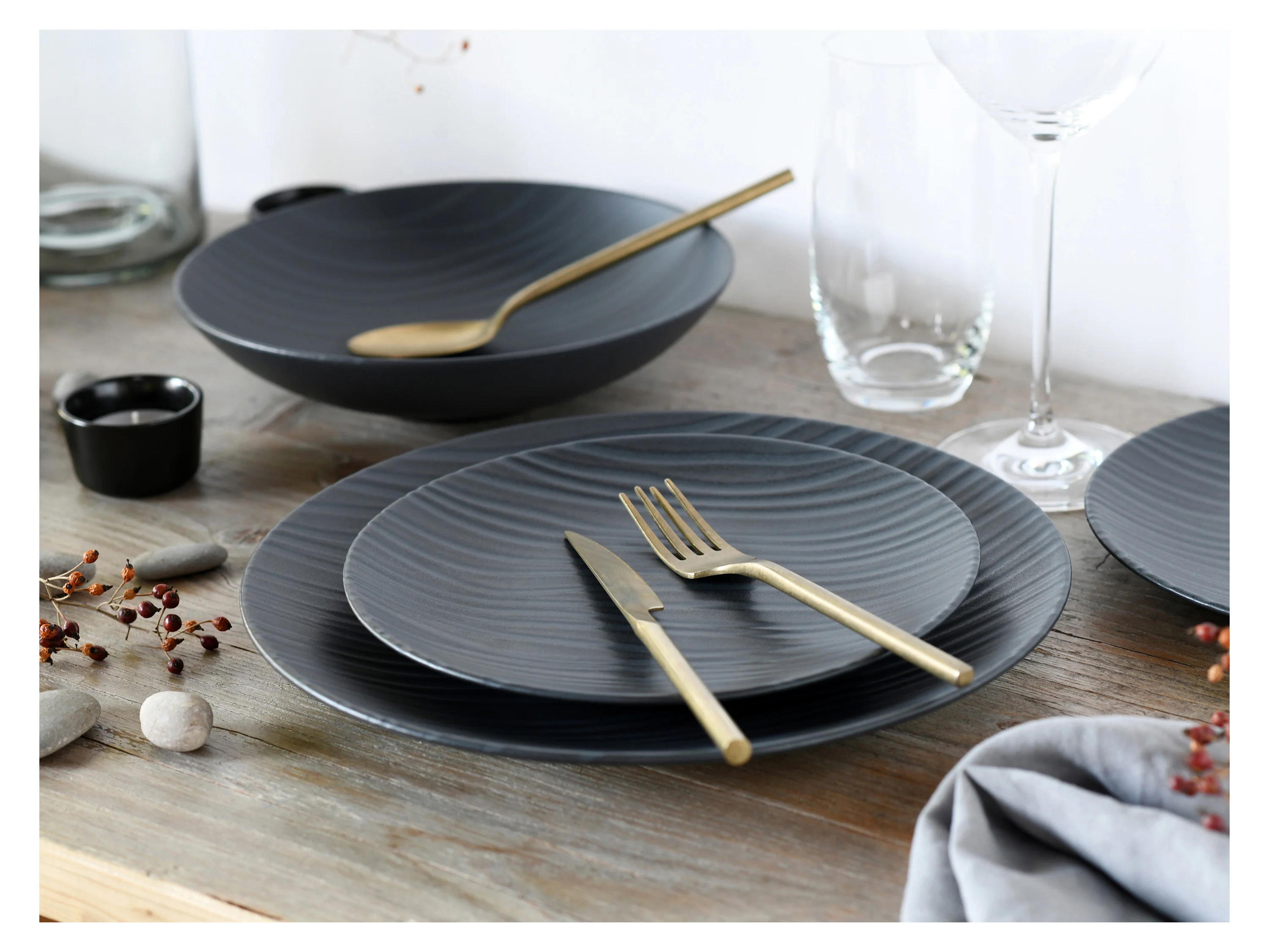 CREATABLE Kombiservice »Waves Black«, 12-teilig – Bild 3 von 4