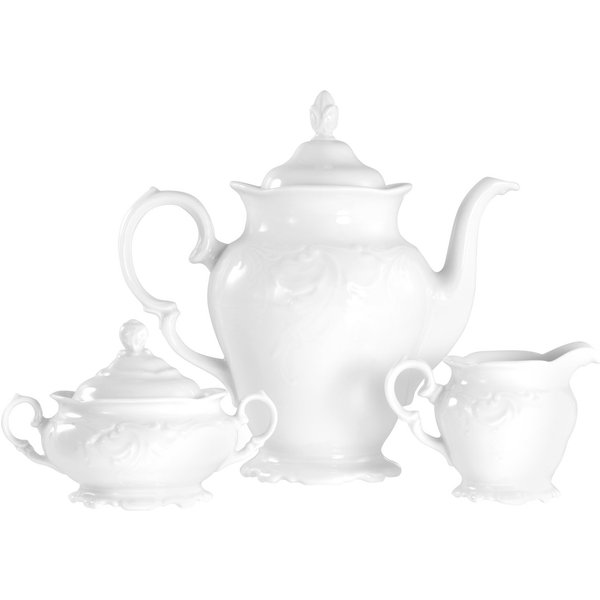 CreaTable Milch- und Zuckerset Frederike Weiss, Kaffeegarnitur 3-tlg. (3-tlg), 1 Personen, Porzellan, Klassisch, Zeitlos