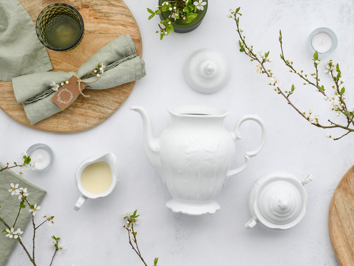 creaTable Milch- und Zuckerset Frederike Weiss, Kaffeegarnitur 3-tlg. (3-tlg), 1 Personen, Porzellan, Klassisch, Zeitlos – Bild 2 von 5