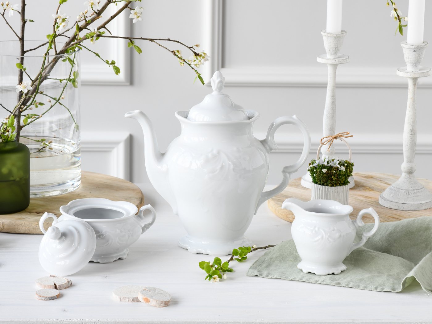 creaTable Milch- und Zuckerset Frederike Weiss, Kaffeegarnitur 3-tlg. (3-tlg), 1 Personen, Porzellan, Klassisch, Zeitlos – Bild 3 von 5