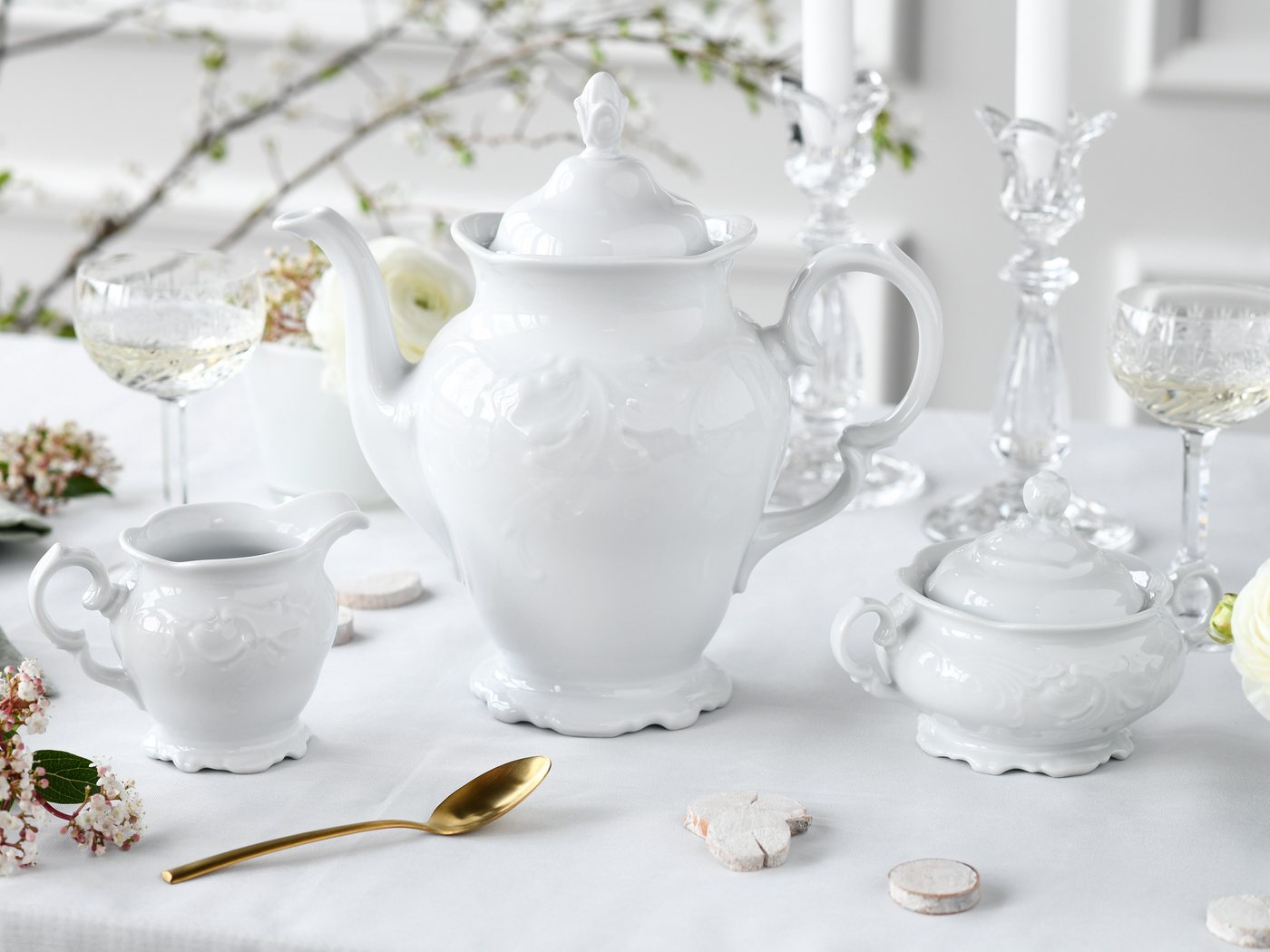 creaTable Milch- und Zuckerset Frederike Weiss, Kaffeegarnitur 3-tlg. (3-tlg), 1 Personen, Porzellan, Klassisch, Zeitlos – Bild 5 von 5