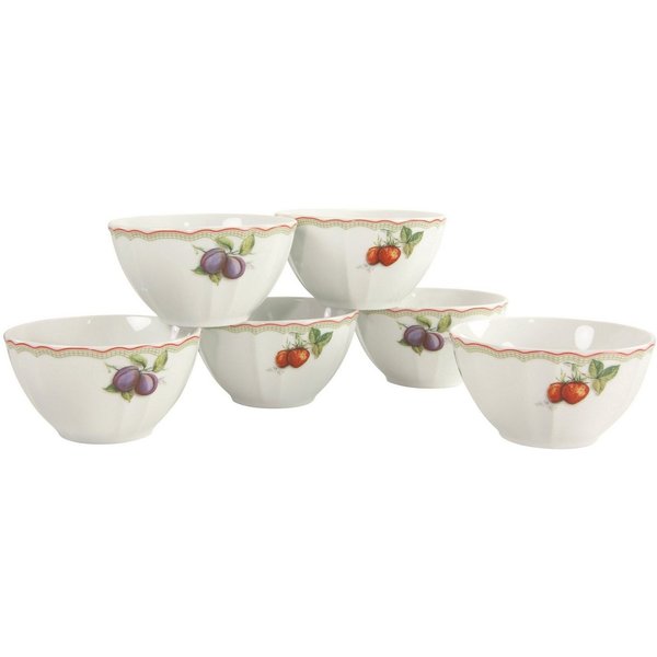 creaTable Müslischale Flora Orchard, Porzellan, (Set, 6-tlg), Salatschale, Snackschale