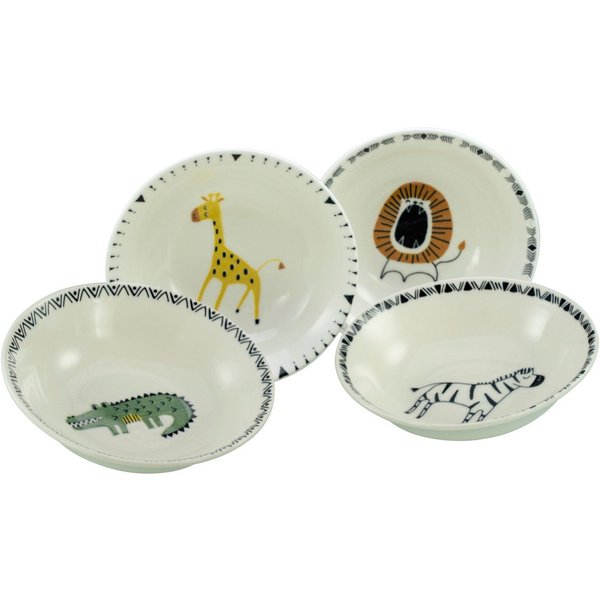 CreaTable Müslischale Safari, Schale 18,5 cm, 4-tlg., Steinzeug, (Set, 4-tlg), Unregelmäßig gefärbter Rand, Unikat