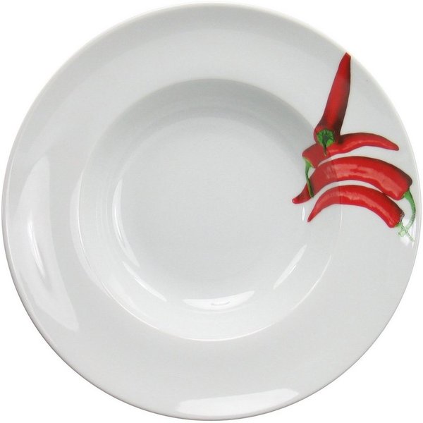 creaTable Pastateller Essteller Kräuter, (4 St), Teller Set für 4 Personen, weiß, Porzellan, schwere Qualität