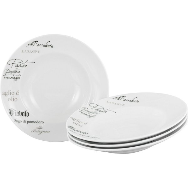 creaTable Pastateller Europa Gustoso, Pastateller 27 cm 4-tlg, (4 St), Teller Set, Vielseitig einsetzbar, Dezente Dekoranlage