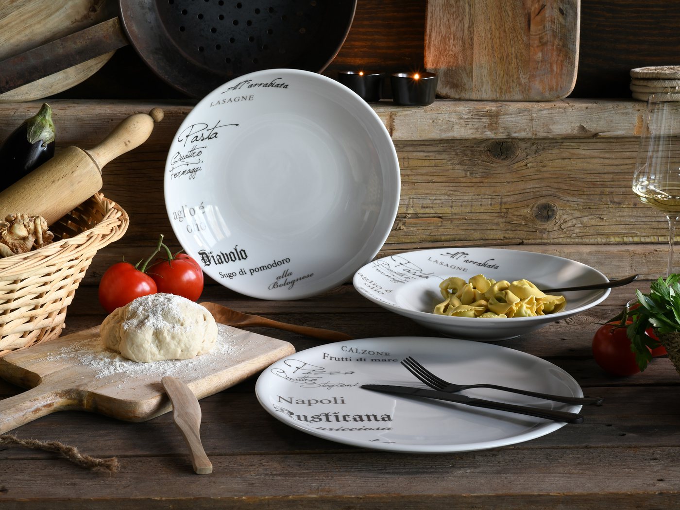 creaTable Pastateller Europa Gustoso, Pastateller 27 cm 4-tlg, (4 St), Teller Set, Vielseitig einsetzbar, Dezente Dekoranlage – Bild 2 von 5