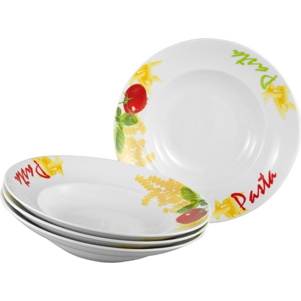creaTable Pastateller Milano Pasta, Teller Set, 4-tlg., (4 St), Italienische Eleganz, Vielseitig einsetzbar