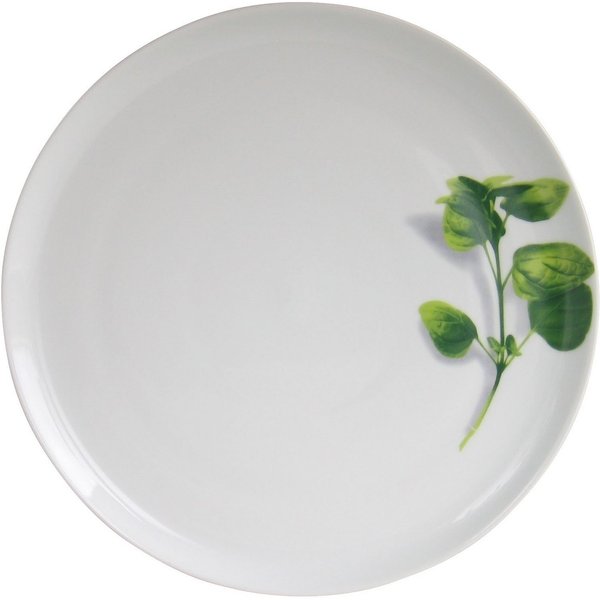 CreaTable Pizzateller Essteller Kräuter, (4 St), Teller Set für 4 Personen, weiß, Porzellan, schwere Qualität