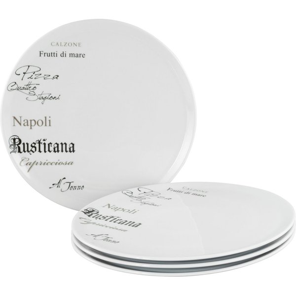 creaTable Pizzateller Europa Gustoso, Pizzateller 33 cm 4-tlg, (4 St), Teller Set, Vielseitig einsetzbar, Dezente Dekoranlage