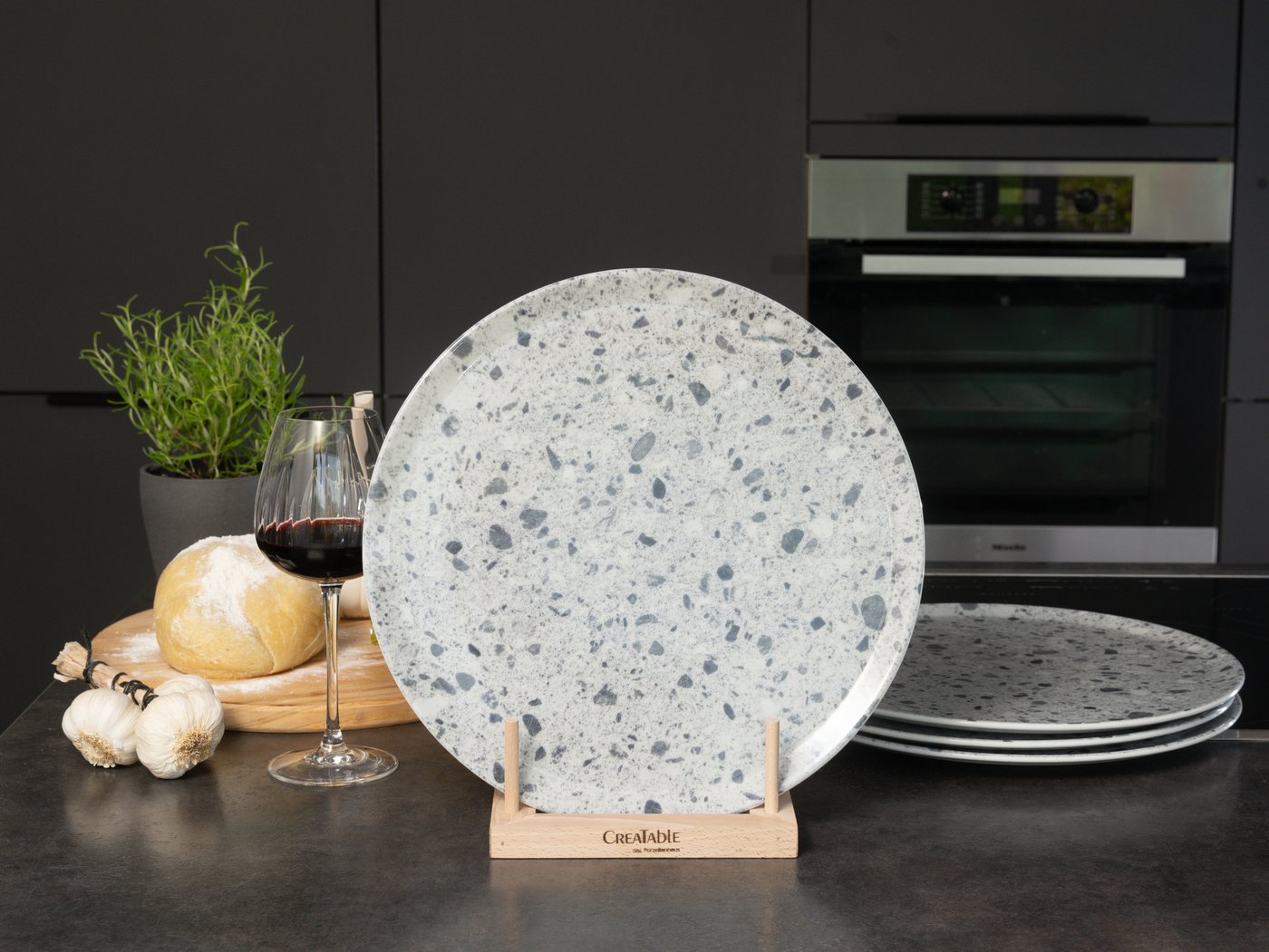 creaTable Pizzateller Stone Collection Florenz, Teller Set, 4-tlg., (4 St), Italienische Eleganz, Vielseitig einsetzbar – Bild 2 von 5