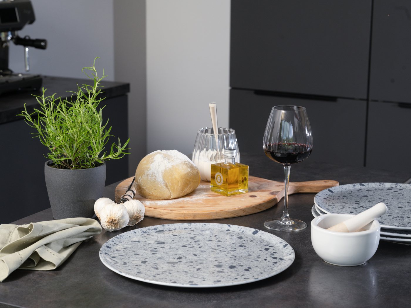creaTable Pizzateller Stone Collection Florenz, Teller Set, 4-tlg., (4 St), Italienische Eleganz, Vielseitig einsetzbar – Bild 3 von 5