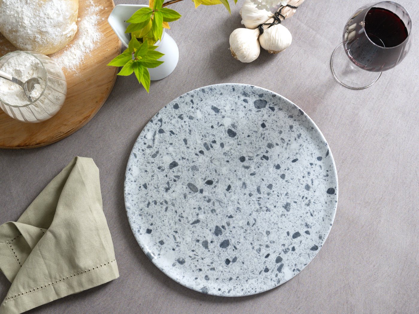 creaTable Pizzateller Stone Collection Florenz, Teller Set, 4-tlg., (4 St), Italienische Eleganz, Vielseitig einsetzbar – Bild 5 von 5