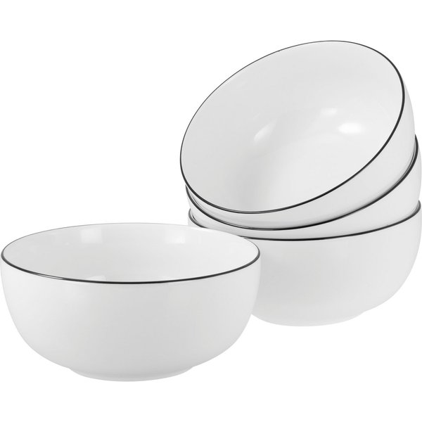 CreaTable Schale Allround Black Line, Buddha Bowl 16 cm 4-tlg, Porzellan, (Set, 4-tlg), Daily Use, Zeitlos