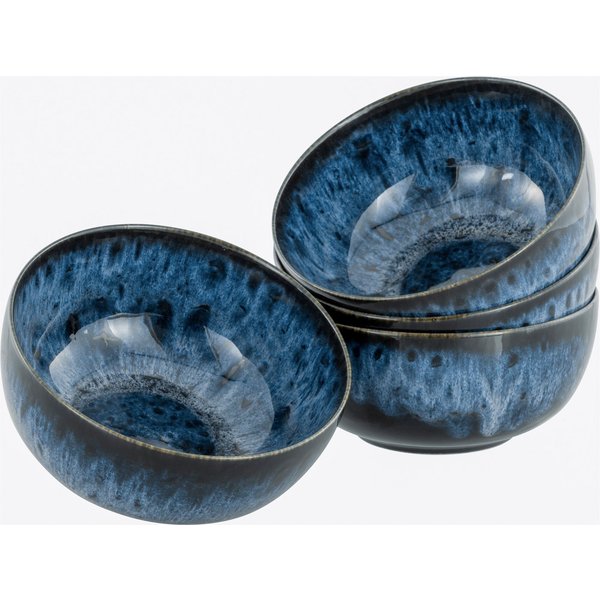 CreaTable Schüssel Allround Magic Blue, Buddha Bowl, 4-tlg., Steinzeug, (Set, 4-tlg), Moderne Coupeform, Reaktivglasur