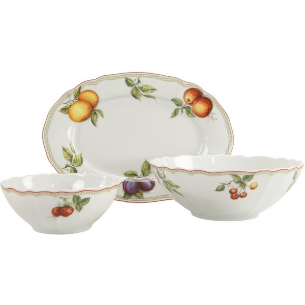 CreaTable Servier-Set Flora Orchard, Porzellan, (Set, 3-tlg., 1 Platte, 2 Schüsseln)