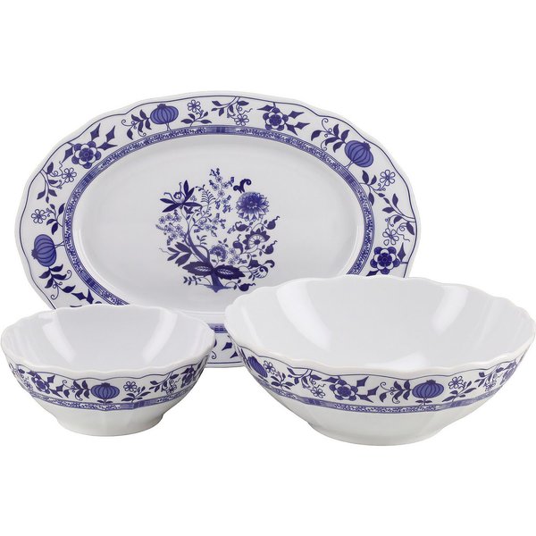 CreaTable Servier-Set Flora - Servierset 3-tlg, Porzellan, (Set, 3-tlg), Elegante festonierte Grundform, ausdrucksstarkes Relief
