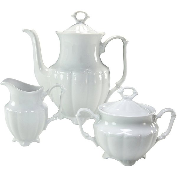 CreaTable Servier-Set Maria Theresia Weiss, Porzellan, (3-tlg., 1 Kaffeekanne, 1 Milchgiesser, 1 Zuckerdose)
