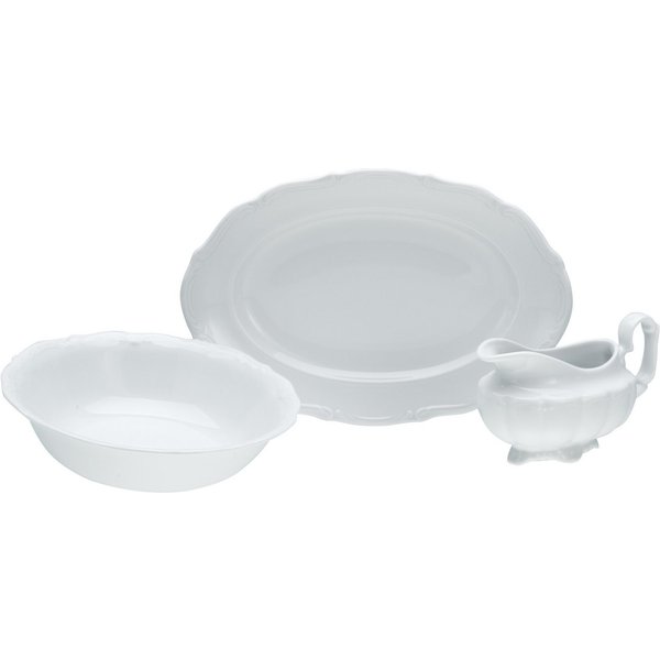 CreaTable Servier-Set Maria Theresia Weiss, Porzellan, (Set, 3-tlg., 1 Servierplatte, 1 Salatschüssel, 1 Sauciere)