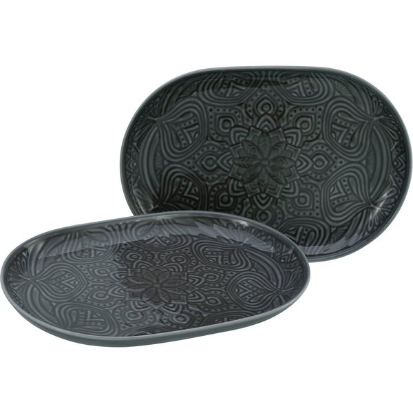 CreaTable Servierplatte Orient Mandala, Porzellan, (Set, 2-tlg), Servierset, je 28x20 cm
