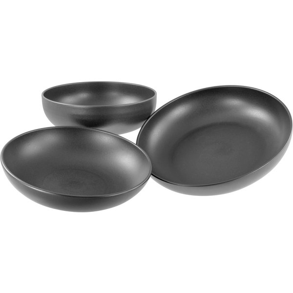 CreaTable Servierschale Uno black, Servierschalen Set 3-tlg, Steinzeug, (Set, 3-tlg), Seidenmatte Spezialglasur, Harmonisch ausbalanciert