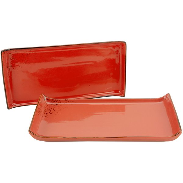 CreaTable Servierteller Nature Collection Red, Steinzeug, (2-tlg., 2 BBQ Platten)