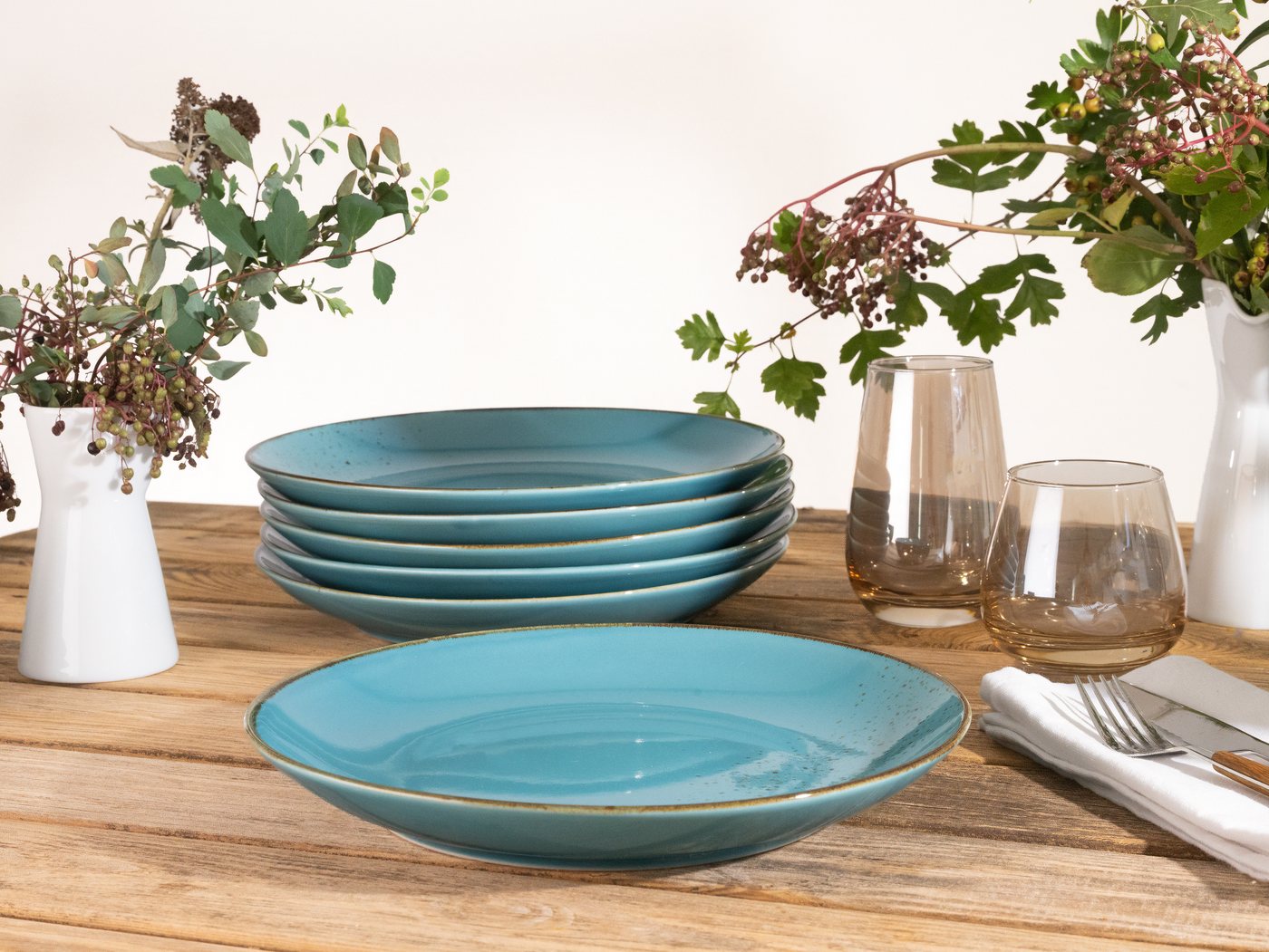 creaTable Speiseteller Essteller NATURE COLLECTION, (6 St), Teller Set für 6 Personen, Ø 27 cm, Steinzeug, flache Teller – Bild 3 von 5