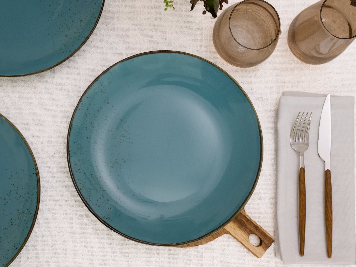 creaTable Speiseteller Essteller NATURE COLLECTION, (6 St), Teller Set für 6 Personen, Ø 27 cm, Steinzeug, flache Teller – Bild 5 von 5