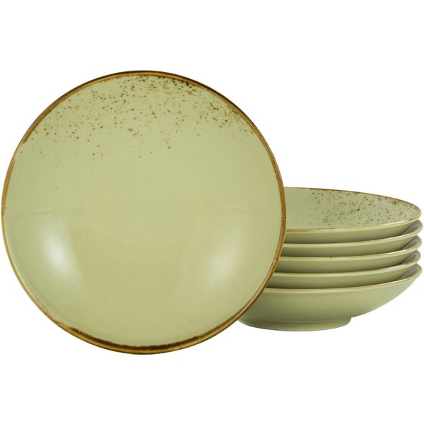 CreaTable Suppenteller Essteller NATURE COLLECTION, (6 St), Teller Set für 6 Personen, Ø 22 cm, Steinzeug, tiefe Teller