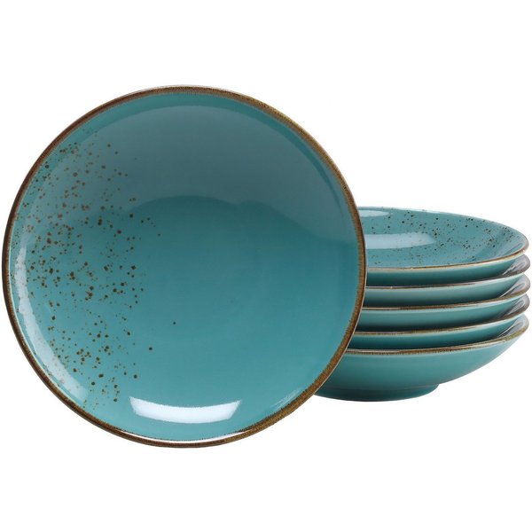 CreaTable Suppenteller Essteller NATURE COLLECTION, (6 St), Teller Set für 6 Personen, Ø 22 cm, Steinzeug, tiefe Teller