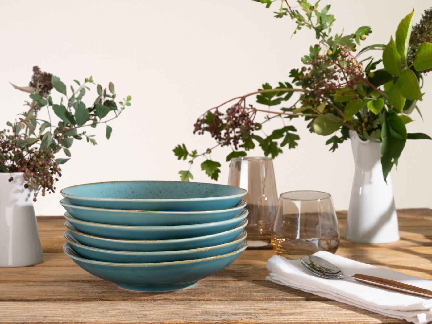 creaTable Suppenteller Essteller NATURE COLLECTION, (6 St), Teller Set für 6 Personen, Ø 22 cm, Steinzeug, tiefe Teller – Bild 2 von 5